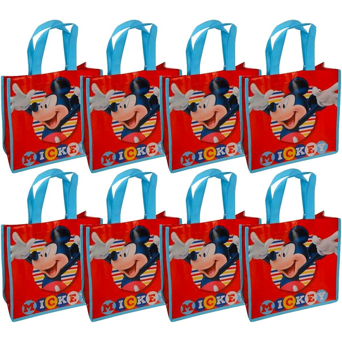 Disney Mickey Mouse Reusable 10" Tote Bags Glossy Print 8 Pack
