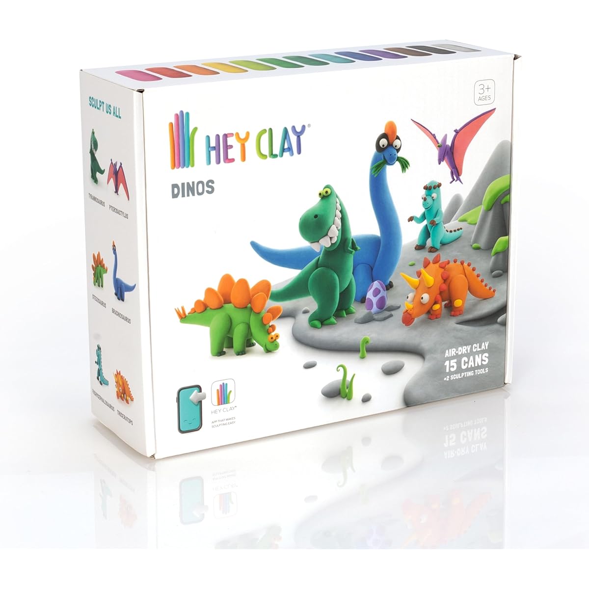Fat Brain Toys Hey Clay Dinosaurs - 15 Cans Modeling Air Dry Clay