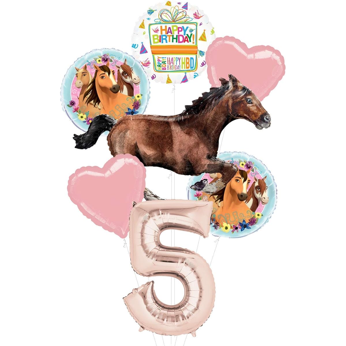 Mayflower Products Spirit Riding Free Party Supplies 5th Birthday Gallop Horse Balloon Bouquet Decorations
