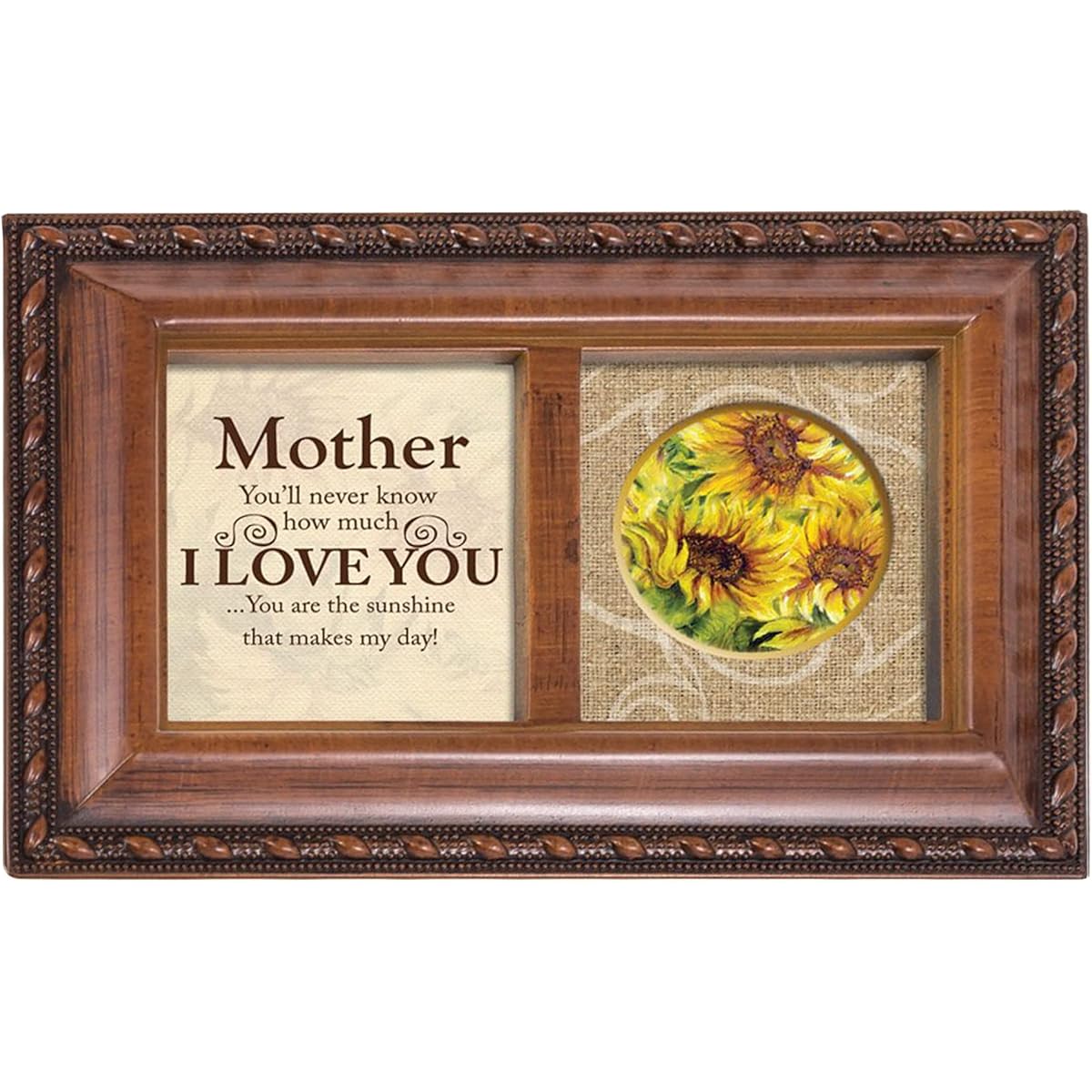Cottage Garden Mother How Much I Love You Wood Grain Rope Trim Mini Music Box You are My Sunshine
