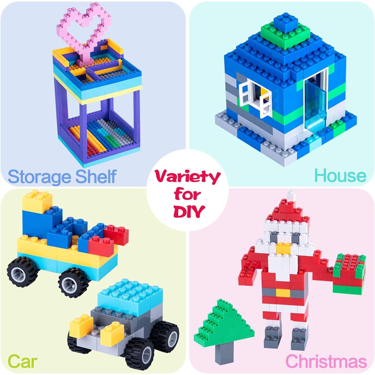 Anksono 1500 Pieces Building Bricks for Kids, Doors, Windows, Wheels, Tires, Axles, Classic Building Bulk Blocks, Fits All Major Brands, for Boys and Girls Ages 3 4 5 6 7 8 9 10