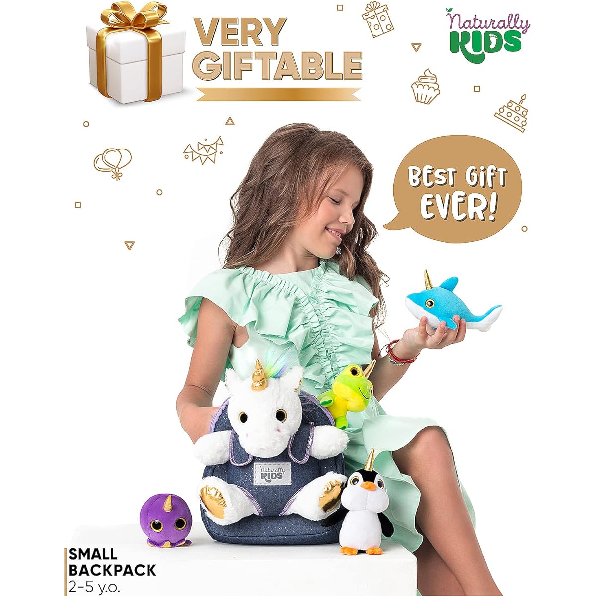 Naturally KIDS Backpack – Toddler Backpack Girls and Boys Plush Toys – Toys for 3 4 5 6 7 Year Old Boys