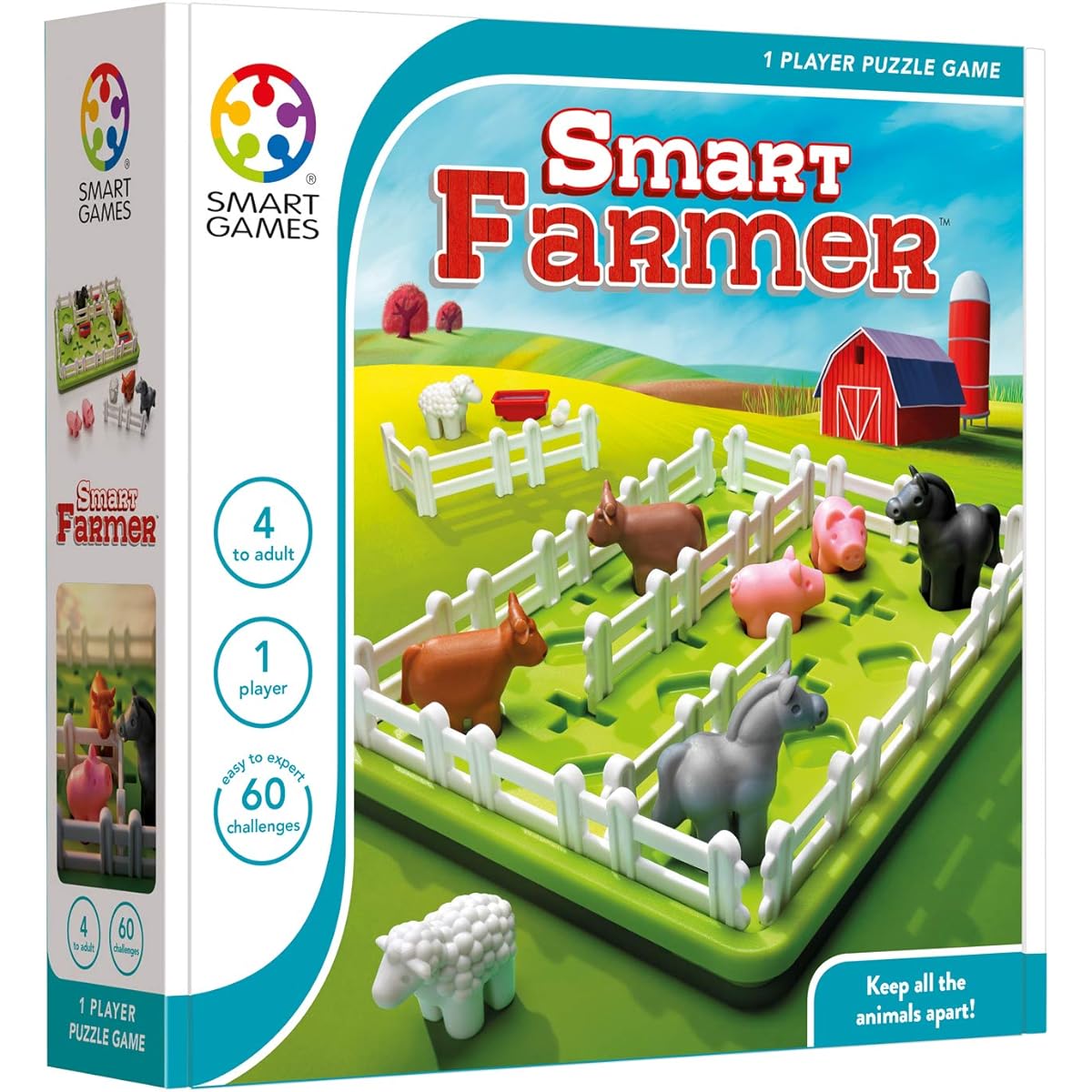 SmartGames Smart Farmer Board Game, Fun, STEM, Focus, Cognitive Skills Building, Brain Games, Puzzle Games, Ages 4+