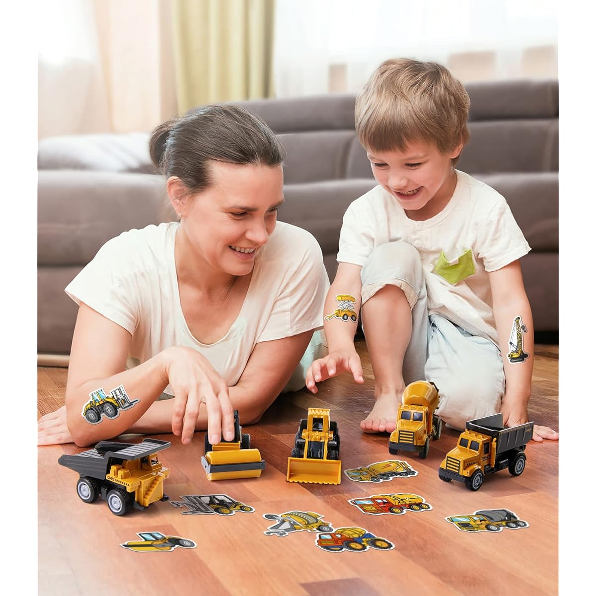 Geyiie Mini Construction Toy with Truck Stickers