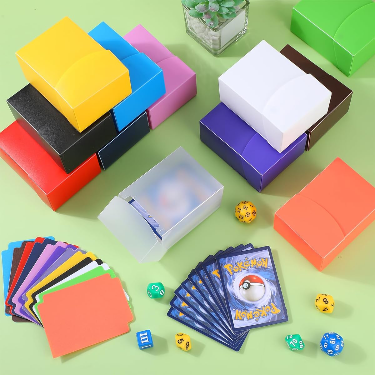 Leyndo TCG Deck Card Boxes, Large Capacity with Dividers, Fits 80+ Cards, for Trading Card Games, Sports, Gaming Cards, Standard Cards (50 Pack)