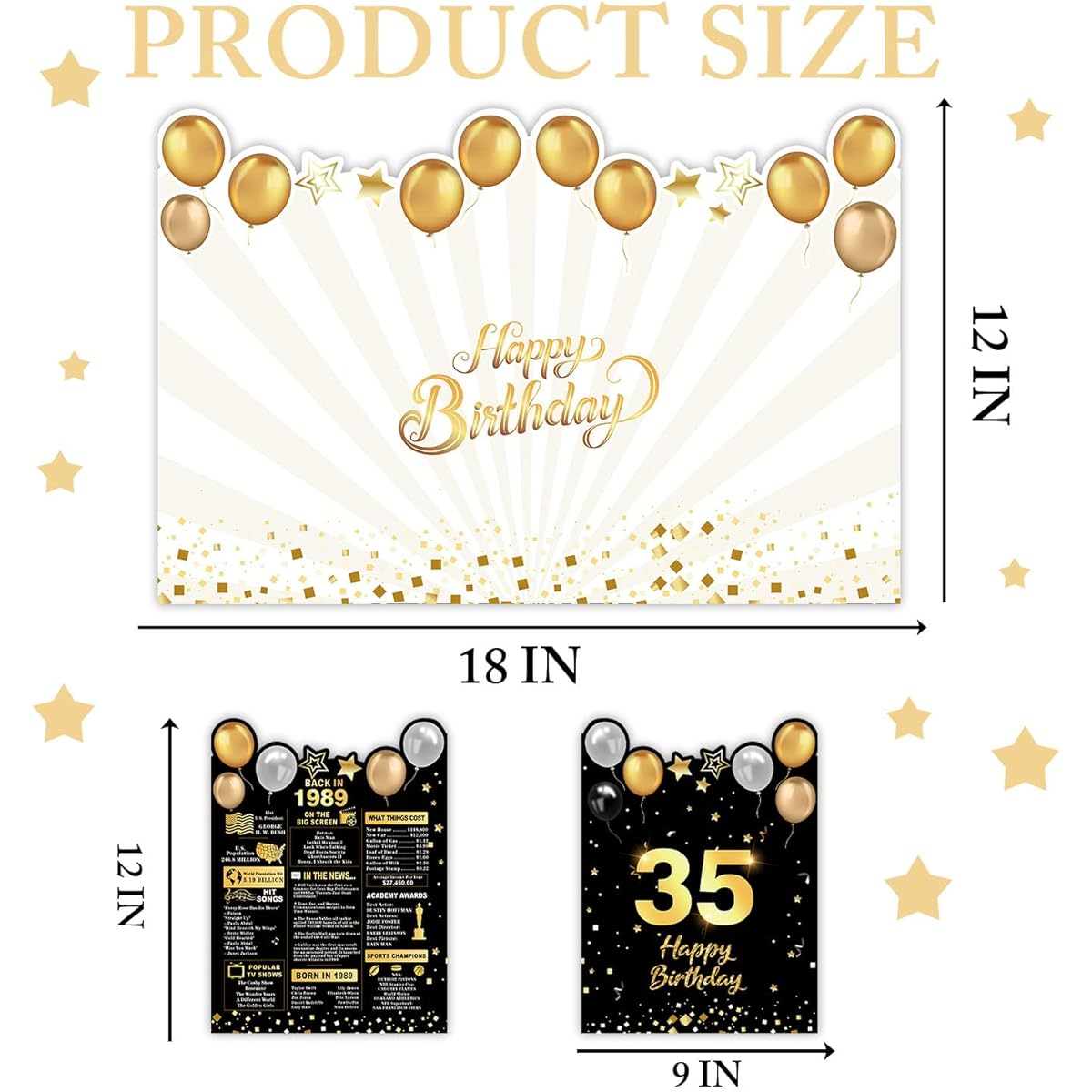 35th Birthday Large Greeting Cards Happy Birthday Giant Guest Book Birthday Card Big Happy Birthday Card Extra Large Plastic Card for Women Men Friends Colleagues Family Couples Black Gold Theme Party