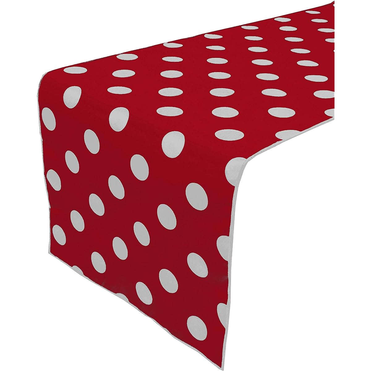 lovemyfabric Polycotton Fun Polka Dot/Spot Print Table Runner for Birthday/Baby Shower Parties/Special Events (12 x 36 inches on White on Red)