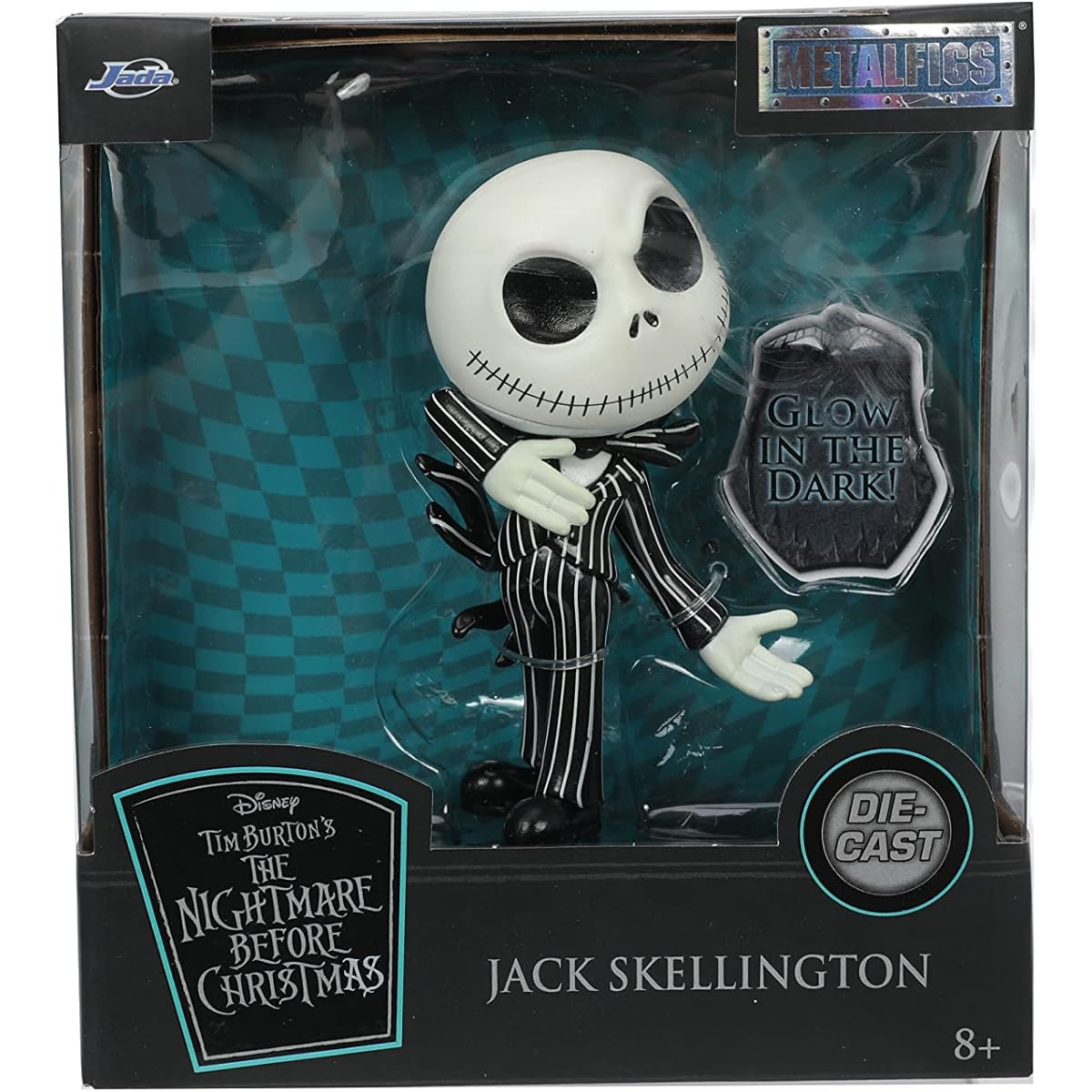 Jada Toys Disney The Nightmare Before Christmas 4" Jack Skellington Glow in the Dark Diecast Collectible Figure Toys for Kids and Adults