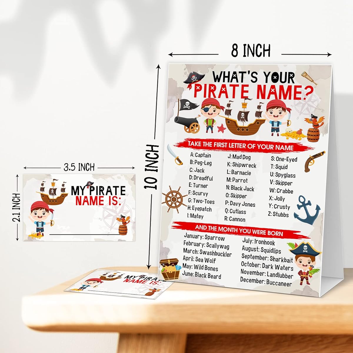 LWBEO What's Your Pirate Name - Birthday Party Game - Set of 1 Game Sign and 30 Stickers - Birthday Party, Holiday, Activity, Celebration Supplies for Kids and Teens - GAME-027