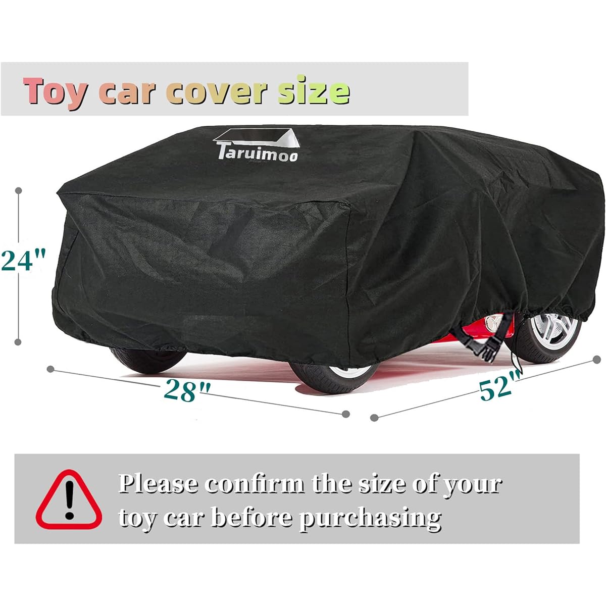 Taruimoo Kids Ride-On Toy Car Cover, Outdoor Heavy Duty Waterproof Cover for Electric Battery Powered Kids Wheeled Toy Cars Universal Fit (52"L x 28"W x 24"H) (Sedan Car)