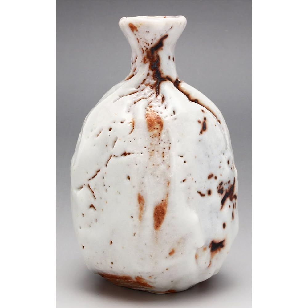 Mino Ware Higashiyama Kiln Tokkuri Large Capacity Shino Shaved Approximately Diameter 8.5 x Height 14cm Capacity Approximately 360ml Made in Japan (In Wooden Box) 551-0008
