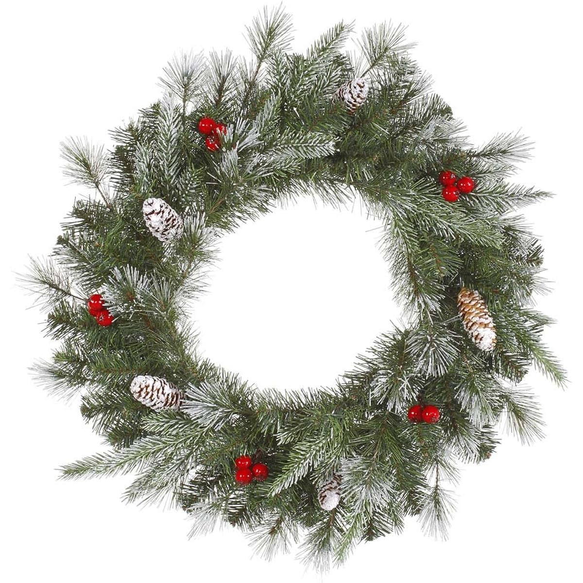 Vickerman Frosted Pine & Berry Christmas Wreath with Clear Lights, 36"