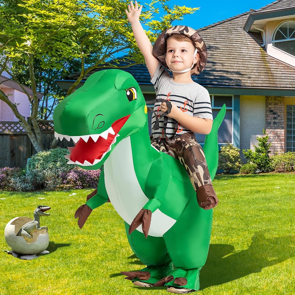 Christmas Inflatable Dinosaur Costume for Adults Air Blow Up Deluxe T-Rex Dinosaur Red US Size: 48INCH HIGH Color: Green