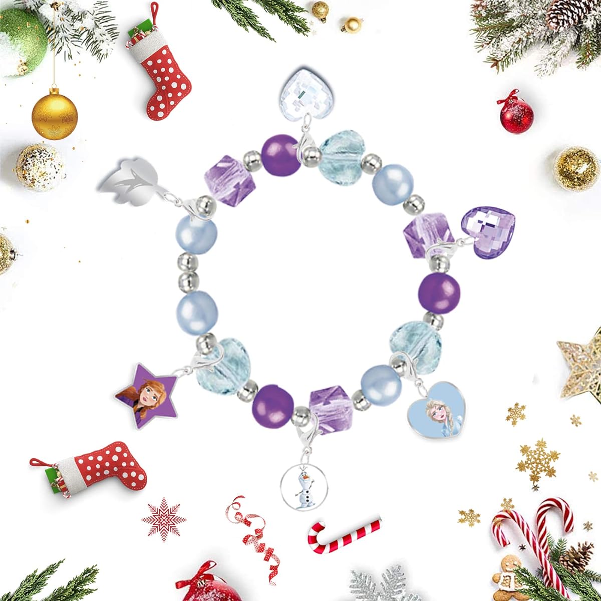 Manaror Advent Calendar 2024 Girls Frozen Christmas Countdown Calendar with 25 Pieces Fashion Jewelry, Charms, Rings, Hair Accessories for Kids, Teens.