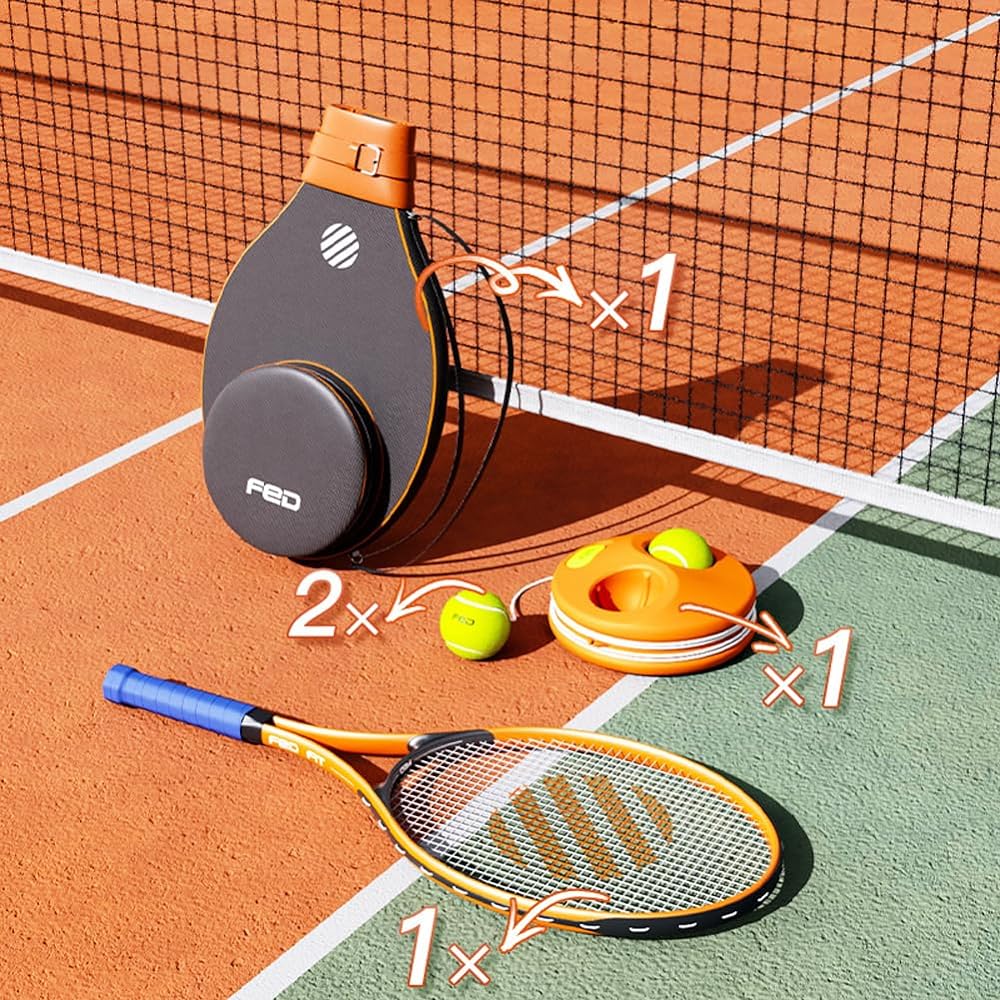 cukulife tennis trainer set tennis practice equipment perfect for solo tennis practice! Solo Tennis Trainer with Backpack for Tennis Racket, Racket + 2 Balls + Elastic Straps + Base for Adults, Children and Beginners