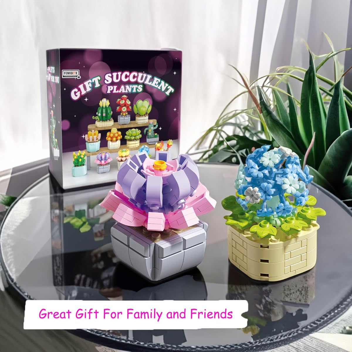 Feelo STEM Succulent Building Set Mini Bricks Bonsai Model Christmas Gift for Kids Boys Girls Gift (2 Sets)