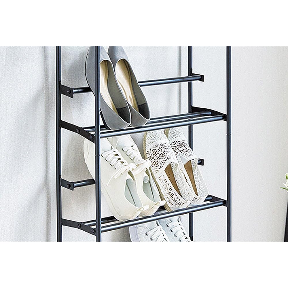 Tenma Easy to put in and take out shoes, retractable shoe rack, 4 tiers, matte black, width 54~81 x depth 17 x height 104cm, PRX beauty style