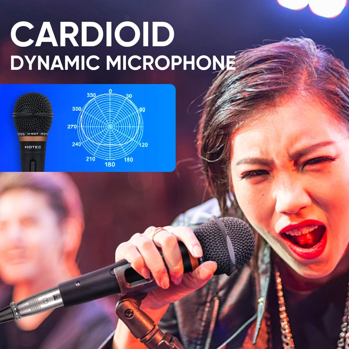 Hotec Premium Vocal Dynamic Handheld Microphone with 19ft Detachable XLR Cable and ON/OFF Switch (Metal Black) (H-W07)