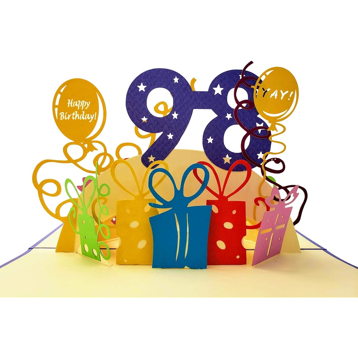 iGifts And Cards Happy 98th Birthday 3D Pop Up Greeting Card 98 Awesome Balloon Unique Celebration Cool Feliz Cumpleaños