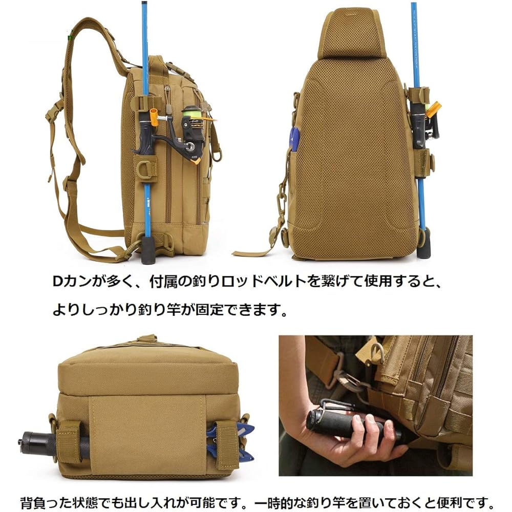 PHOENIX IKKI Multifunctional Large Capacity Camouflage Pattern Fishing Shoulder Bag Fishing Tools Storage Bag Fishing Bag Tackle Bag Fishing Bag Fishing Bag Fishing Rod Case One Shoulder Bag Fishing Rod Belt Included Black