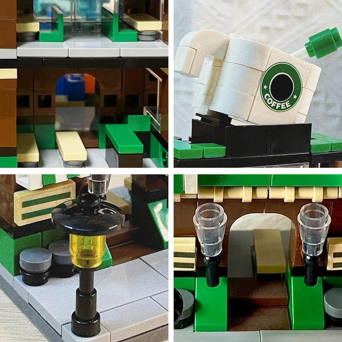Tyoery City Street View Building Set 208 Pieces Coffee Shop Store Building Blocks Kit Educational Kit Birthday Gift for Kids Ages 6+ 100% Compatible with Classic Bricks