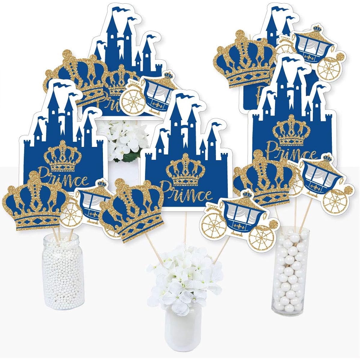 Royal Prince Charming Baby Shower or Birthday Party Centerpiece Sticks Table Toppers Set of 15