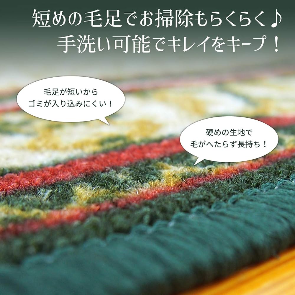Hagiwara Mat Hallway Mat "Iras IN" Green Approx. 80X700 Washable 270022256