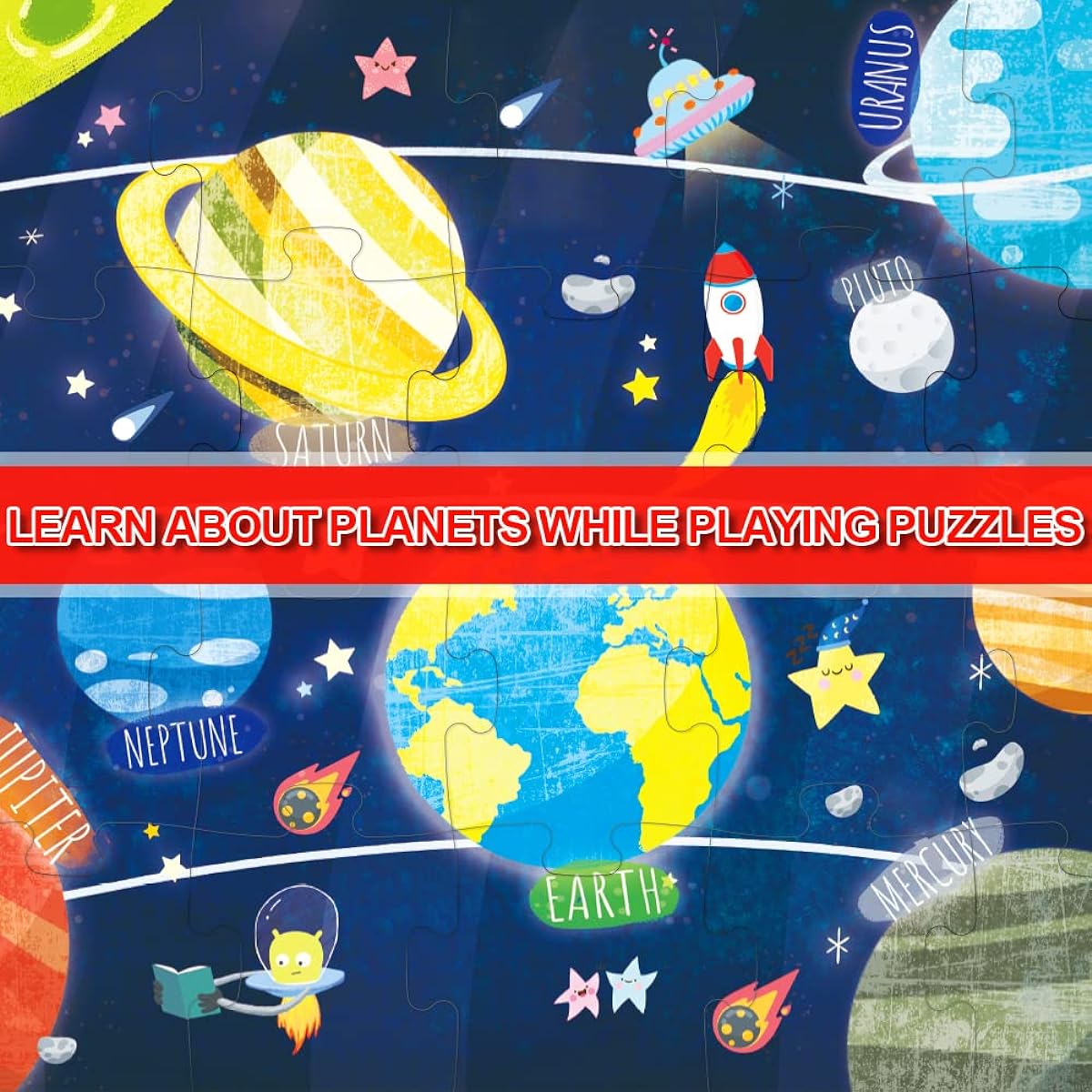 Puzzles for 4-8 Years Old 24 Piece Solar System Puzzle for 4-8 Years Old Kids Planet Learning Space Puzzle for 3-5 Years Old Boys and Girls Fancy Toddler Puzzles with Rocket Storage Box
