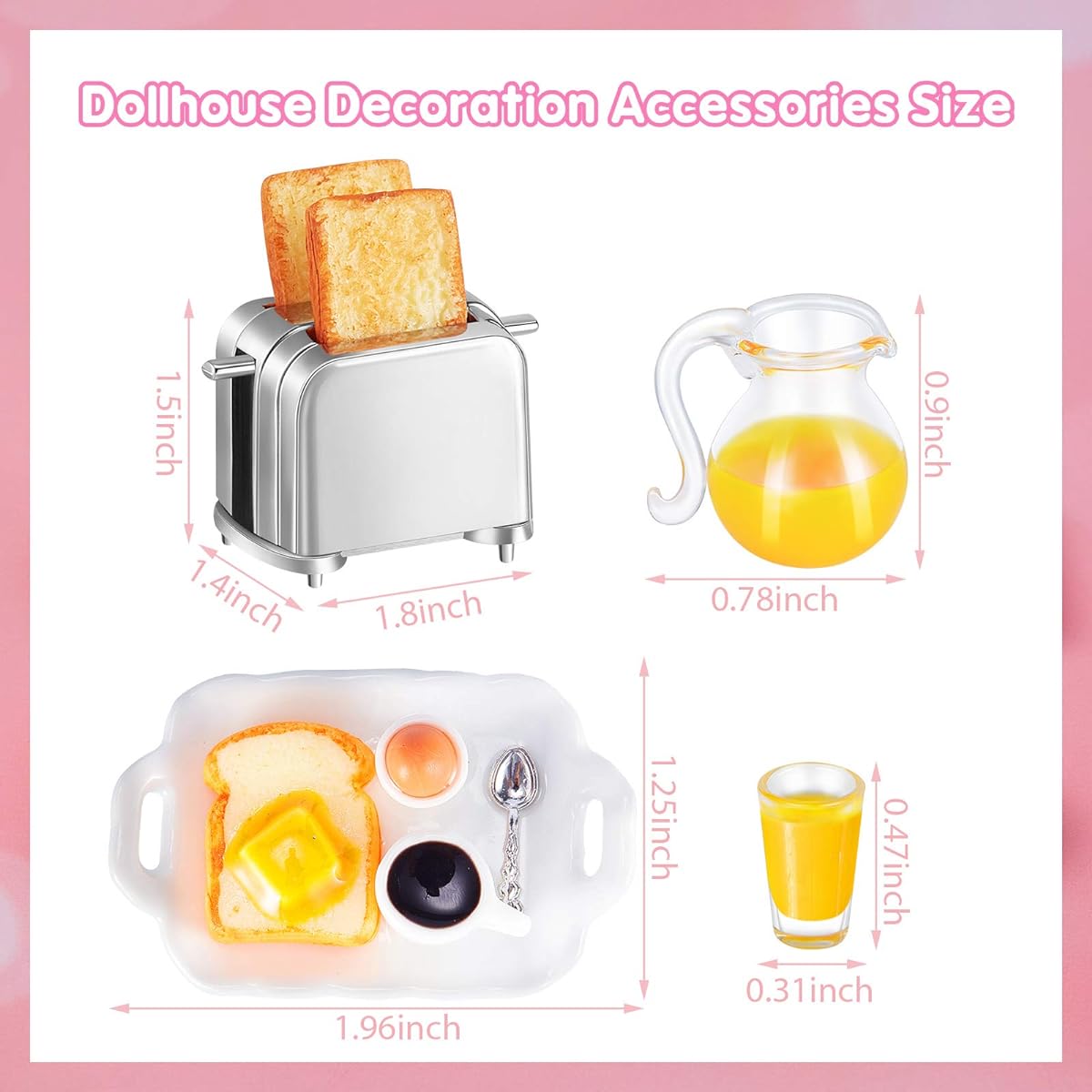 Dollhouse Decoration Accessories 1:12/1:6 Dollhouse Miniature Scene Model Mini Kitchen Accessories Set Scene Breakfast Set Pretend Toy DIY Birthday Gift Decoration (Juice, Butter, Bread Machine Set)