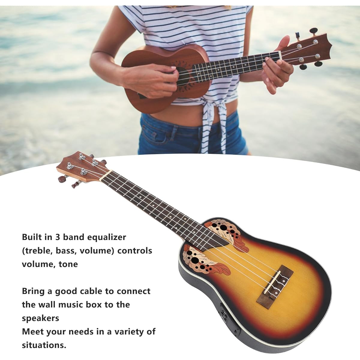 Ukulele, 23 inch Rosewood Fretboard Tone Adjustable Ukulele Toy
