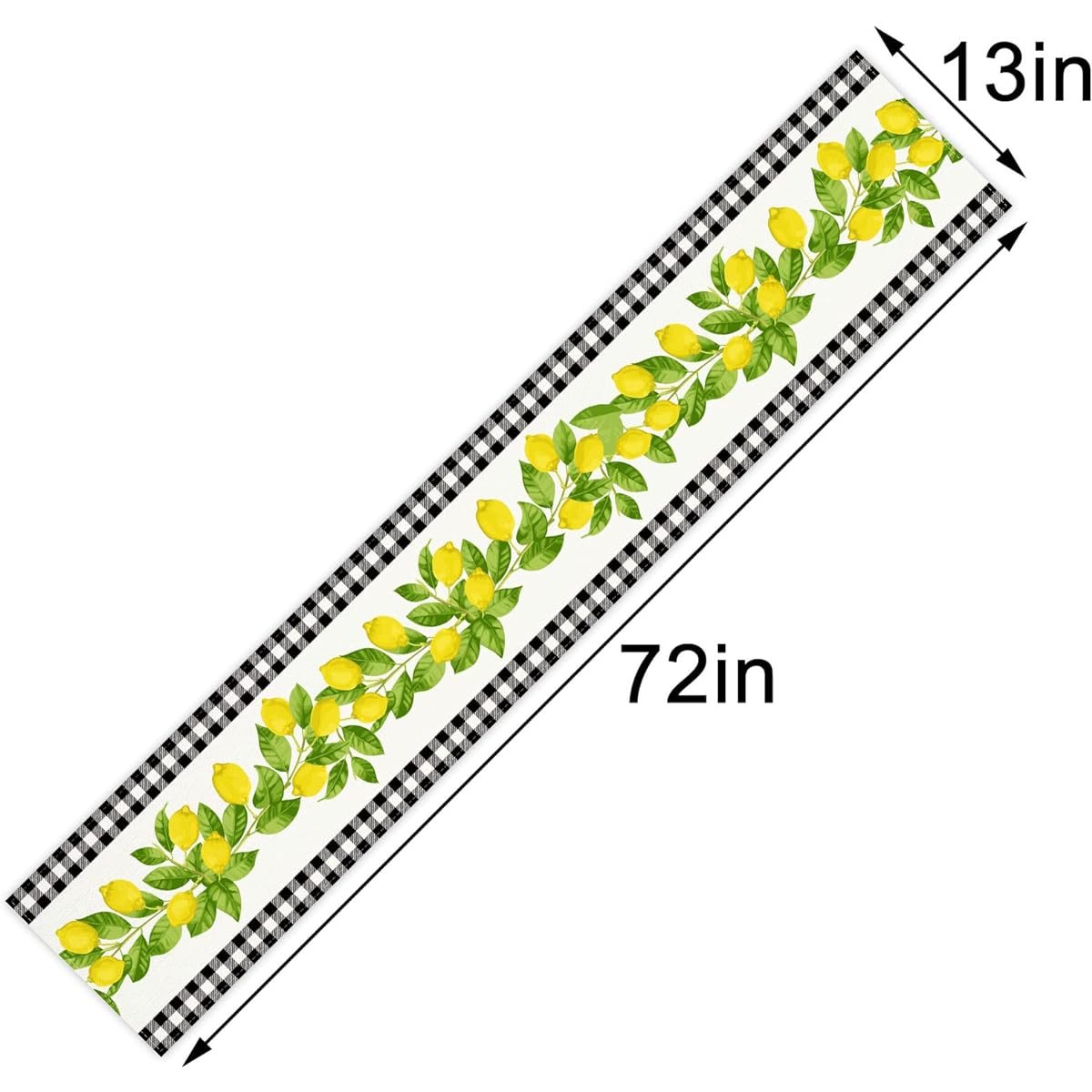 Linen Black and White Buffalo Plaid Check Lemon Table Runner 172cm Length Farmhouse Style Spring Summer Home Kitchen Dining Room Table Decoration