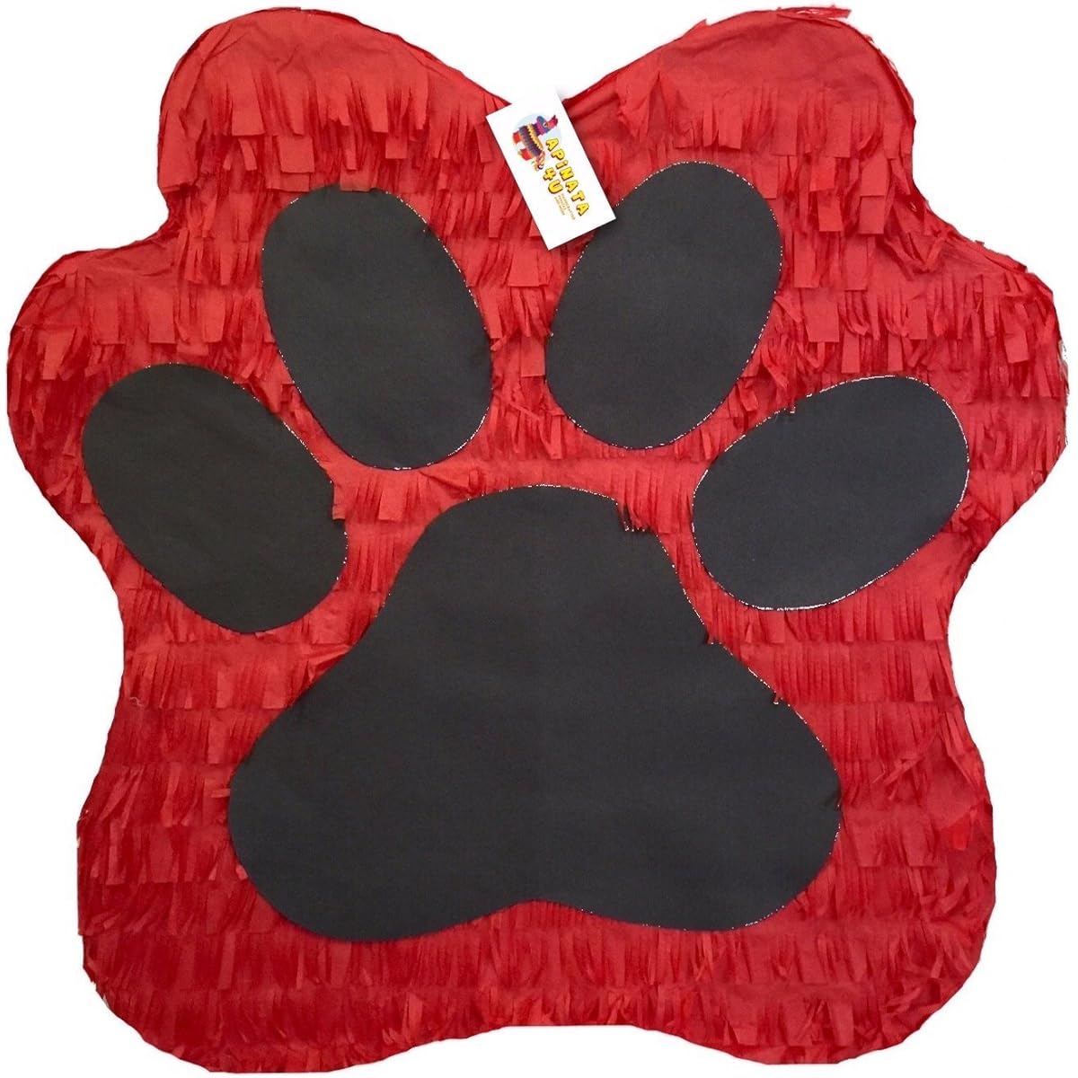 Red & Black Paw Print Pinata 19" Tall