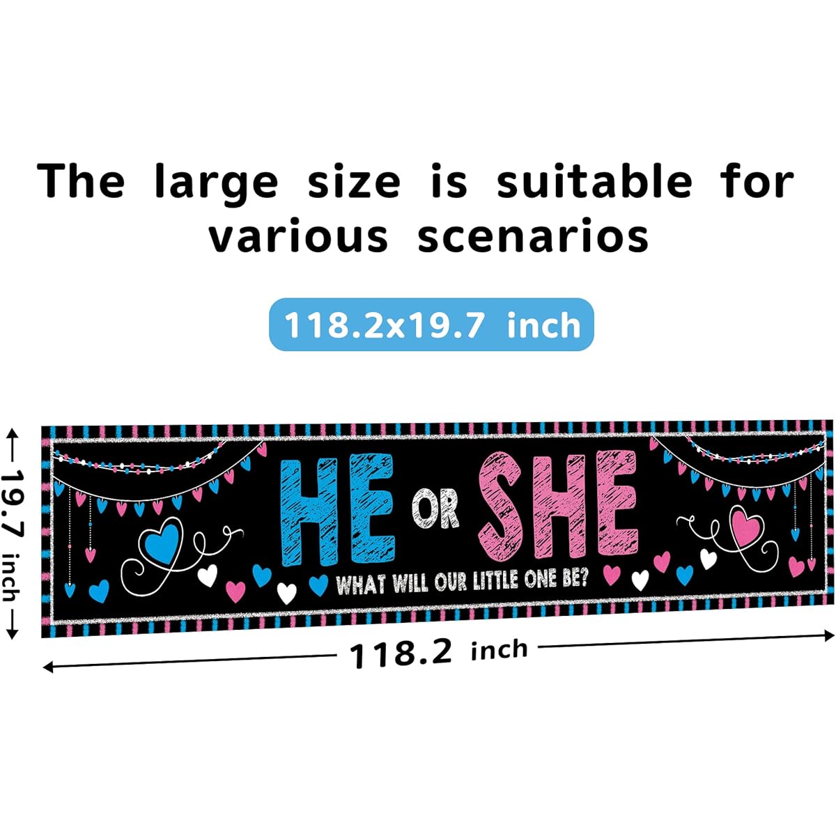 ANATANOWOR Gender Reveal Decorations Gender Reveal Party Supplies (118.7x19.7inch)
