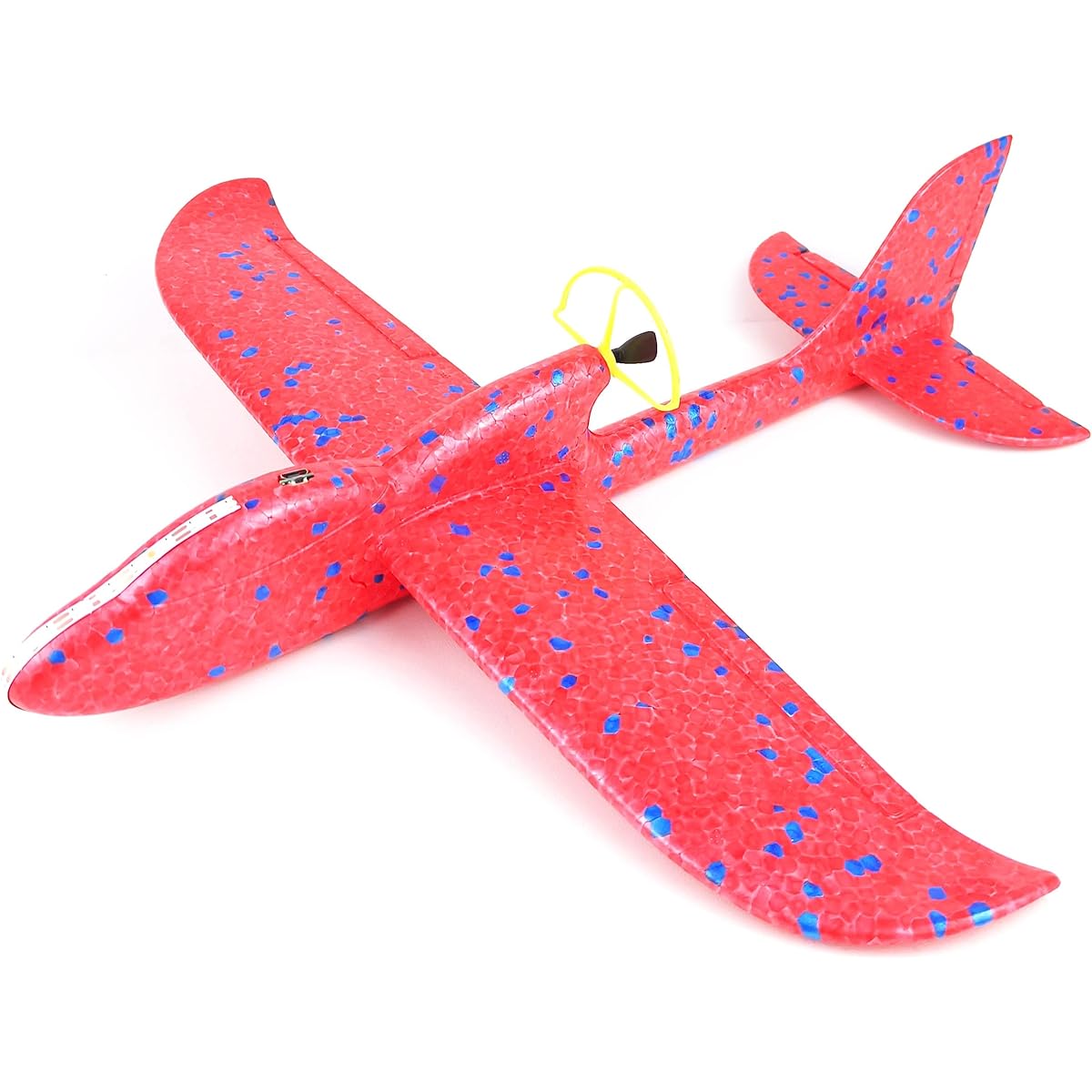 HSRBO Electric Foam Plane Toy 2 Pack Throwable Plush Glider USB Charging and LED Light Up Airplane Outdoor Plane Toy with Engine (Red and Blue)
