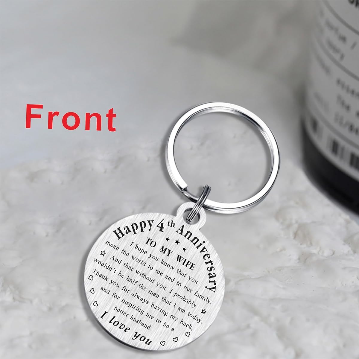 TANWIH 4th Wedding Anniversary Keychain Gift for Wife We Still Do Since 2019 4th Anniversary Decoration 4th Anniversary for Her
