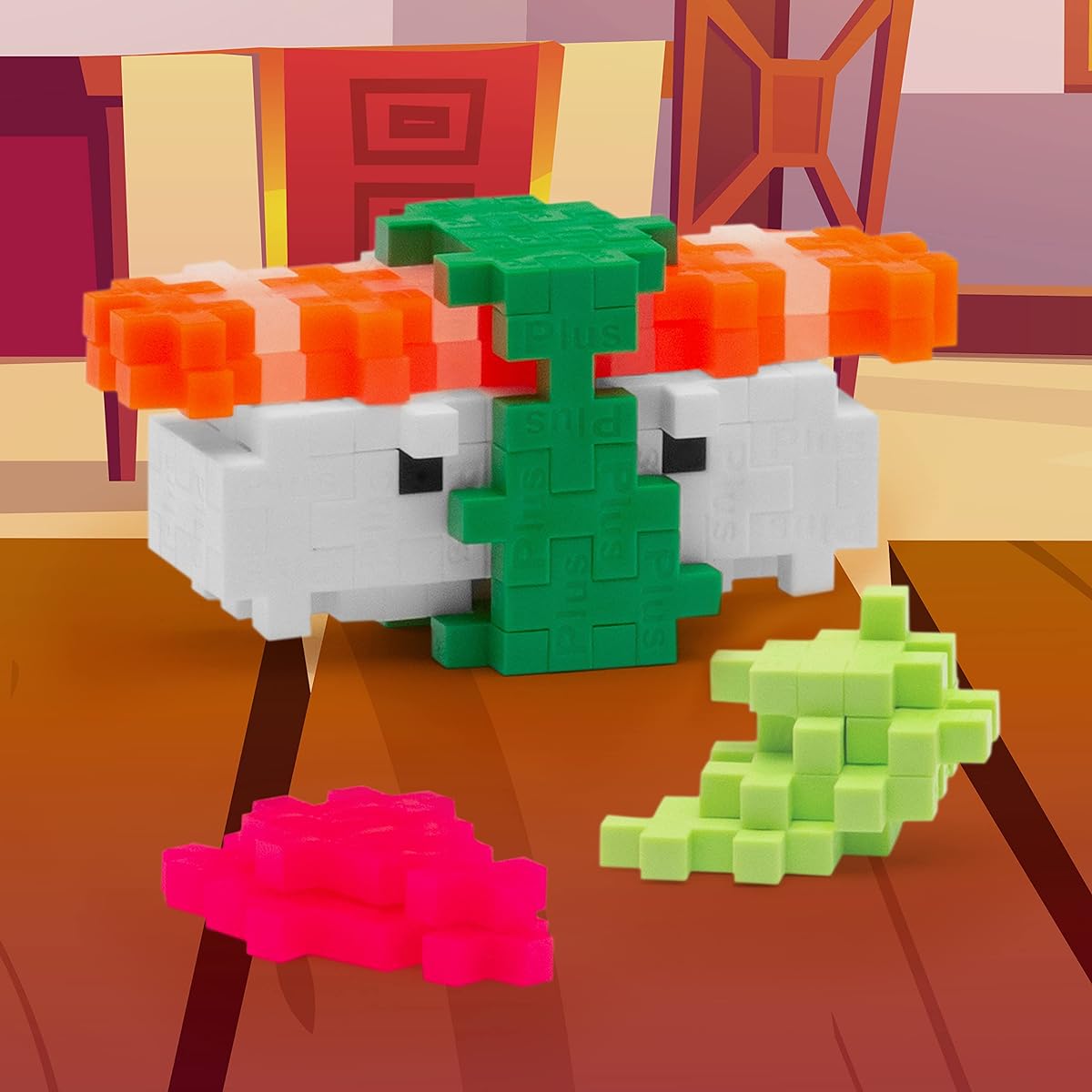PLUS PLUS - Mini Maker Tube - Sushi - 70 Pieces Construction Site | Steam Toys Interlocking Mini Puzzle Blocks for Kids