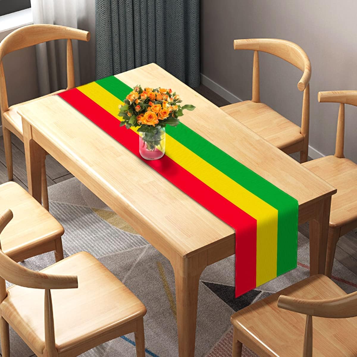 Sunwer Reggae Table Runner One Love Juneteenth Jamaican Music Rasta Party Decor Indoor Outdoor Table Cover Decor Home Kitchen Dining Room 13 x 72 Inch