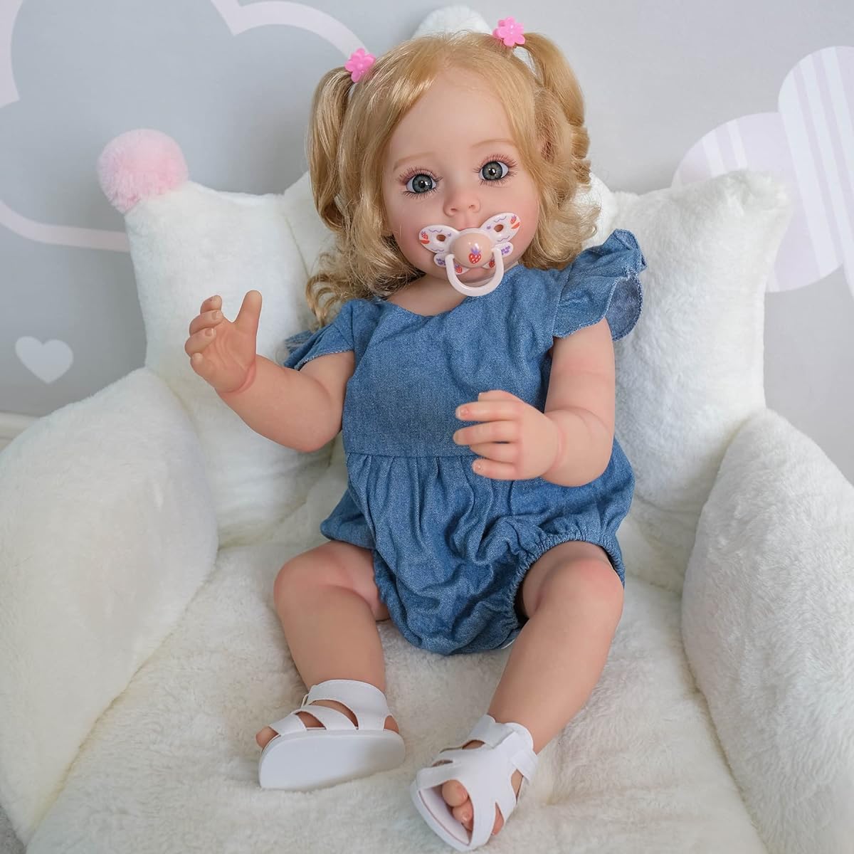 iCradle Real Life Reborn Baby Doll Girl 55cm Full Body Silicone Realistic Lifelike Newborn Baby Doll Toddler Doll Age 3+
