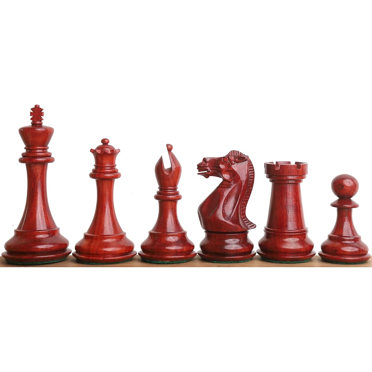 RoyalChessMall 4" Sleek Staunton Premium Chess Pieces Only Set - Triple Weight Buds Rosewood