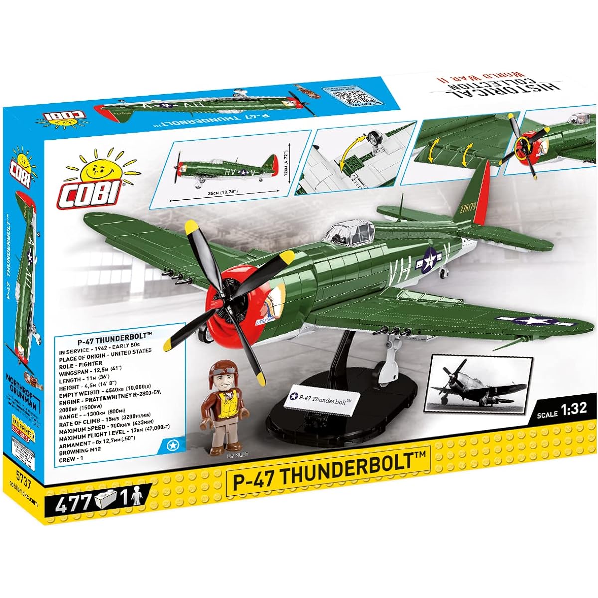 'Cobi Historical Collection #5737 P-47 Thunderbolt (US Army) 1/32 scale