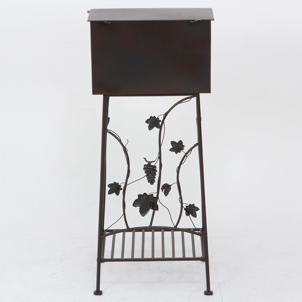 Fuji Boeki Mailbox Post Mailbox Width 42.5 x Depth 34.5 x Height 99cm Brown Free Stand Type with Shelf Grape 38174