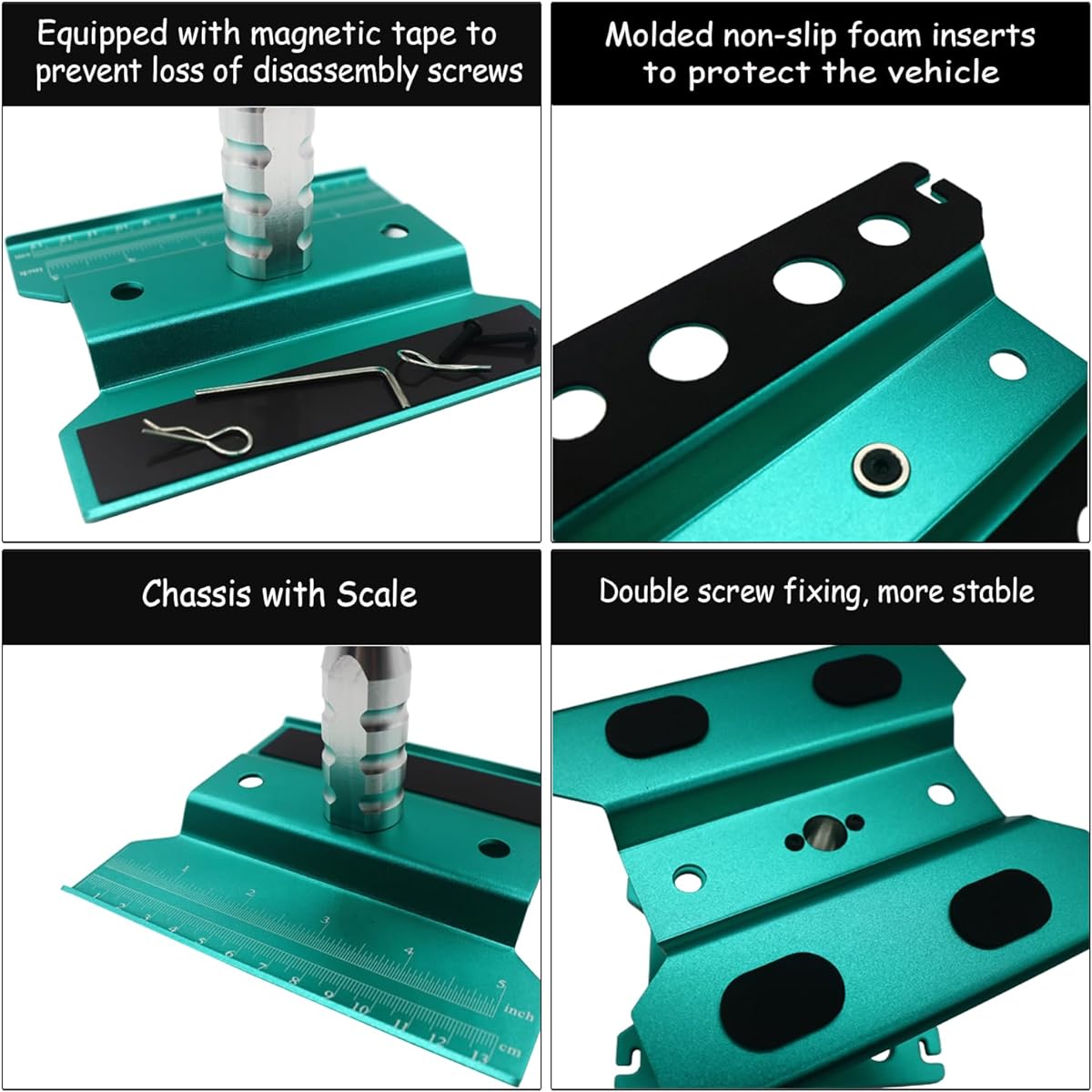 RC Car Repair Work Bench Repair Tool Set 360 Degree Rotation 523Pcs RC Screw Kit & RC Screwdriver and Screw Pallet Kit for 1/8 1/10 1/12 1/16 1/18 Scale Crawler Car Truck Buggy (Green)