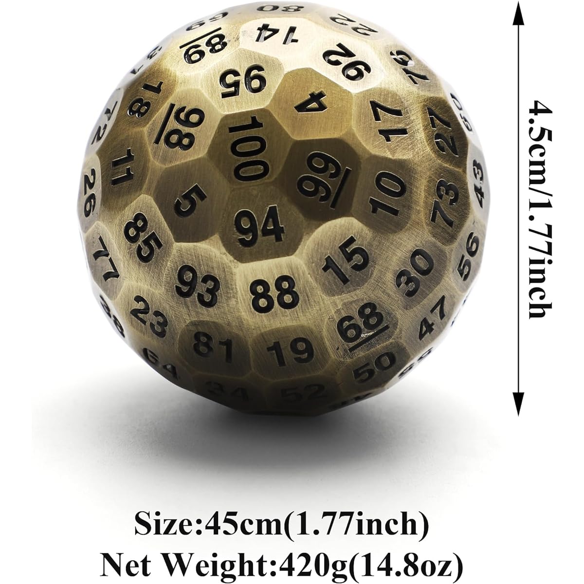 Metal D100 DND Dice Set Hollow 100 Side Large Polyhedral Dice Tabletop Role Playing Game Dungeons and Dragons DND D&D (D100-3)