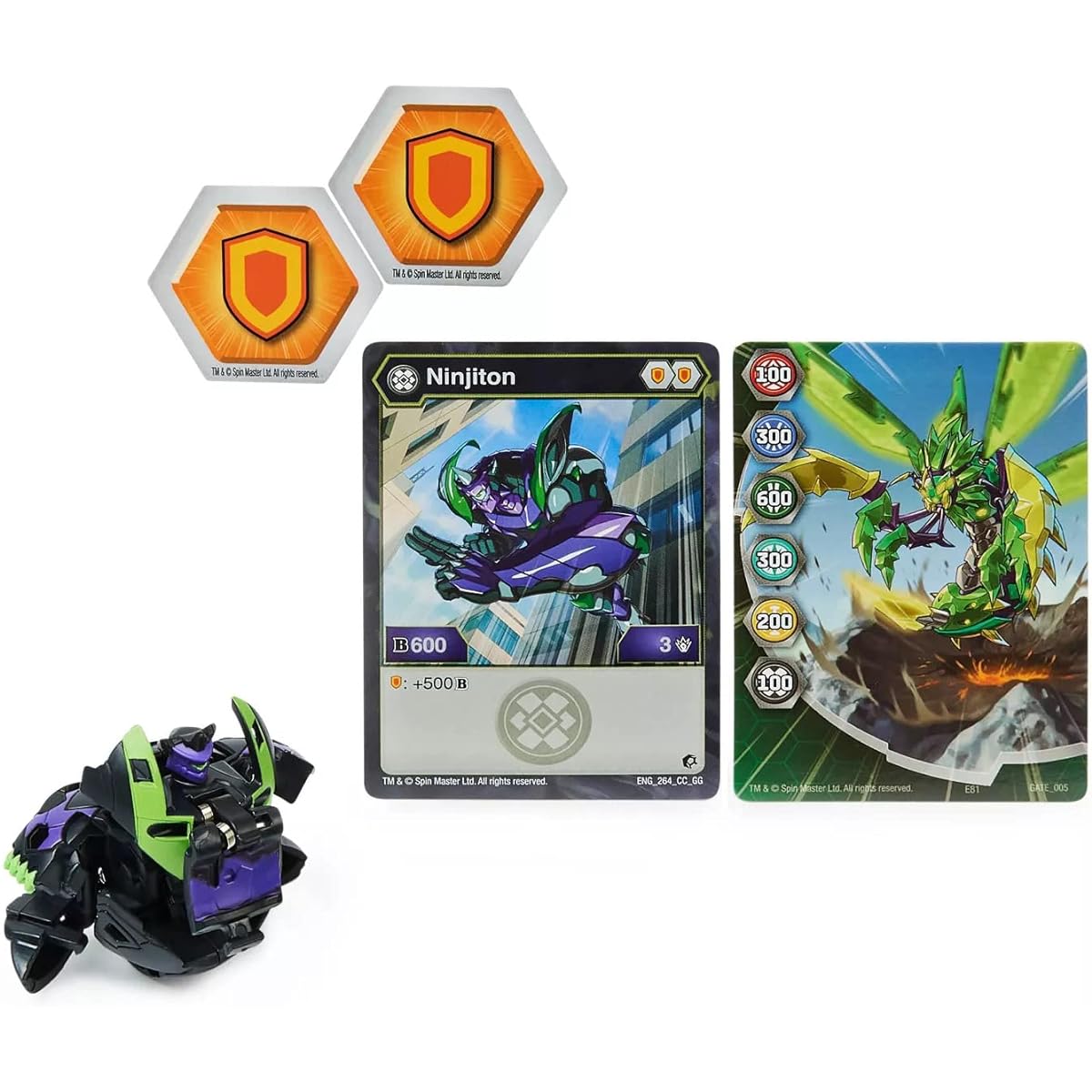 Bakugan Geogan Rising 2021 Darkus Ninjiton 2-inch Core Collectible Figures and Trading Cards