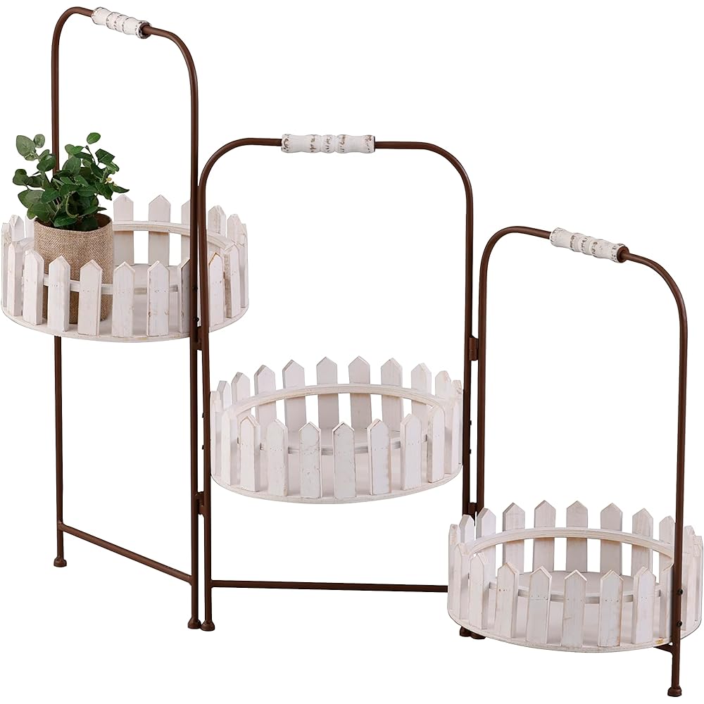 Abite 3-shelf picket flower stand WH approx. W79 x D25 x H61cm WEY-705-WH