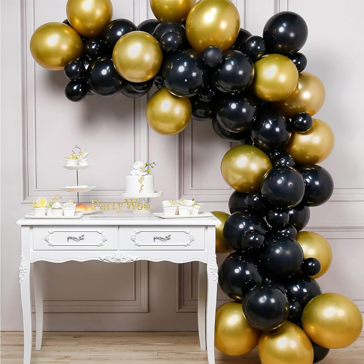 PartyWoo Gold & Black Balloons 60pcs Black Balloons Gold Metallic Balloons Black Gold Party Decorations Hip Hop Party Decorations Hollywood Party Decorations Disco Party Decorations