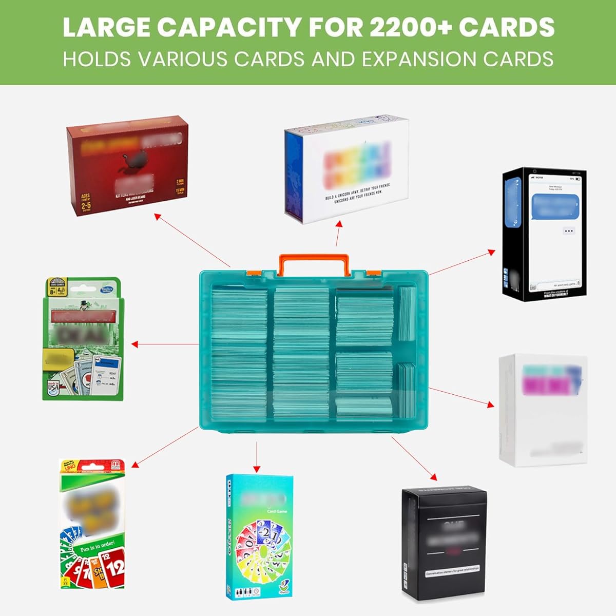 ALKOO 2200+ Card Case Holder for C.A.H MTG Deck Box Organizer Storage Cards Against Humanity Compatible Magic the Gathering Yu-Gi-Oh Tops Baseball