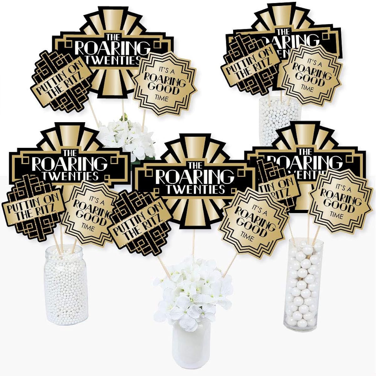 Roaring 20's - 1920s Art Deco Jazz Party Centrepiece Sticks - Table Toppers - Set of 15