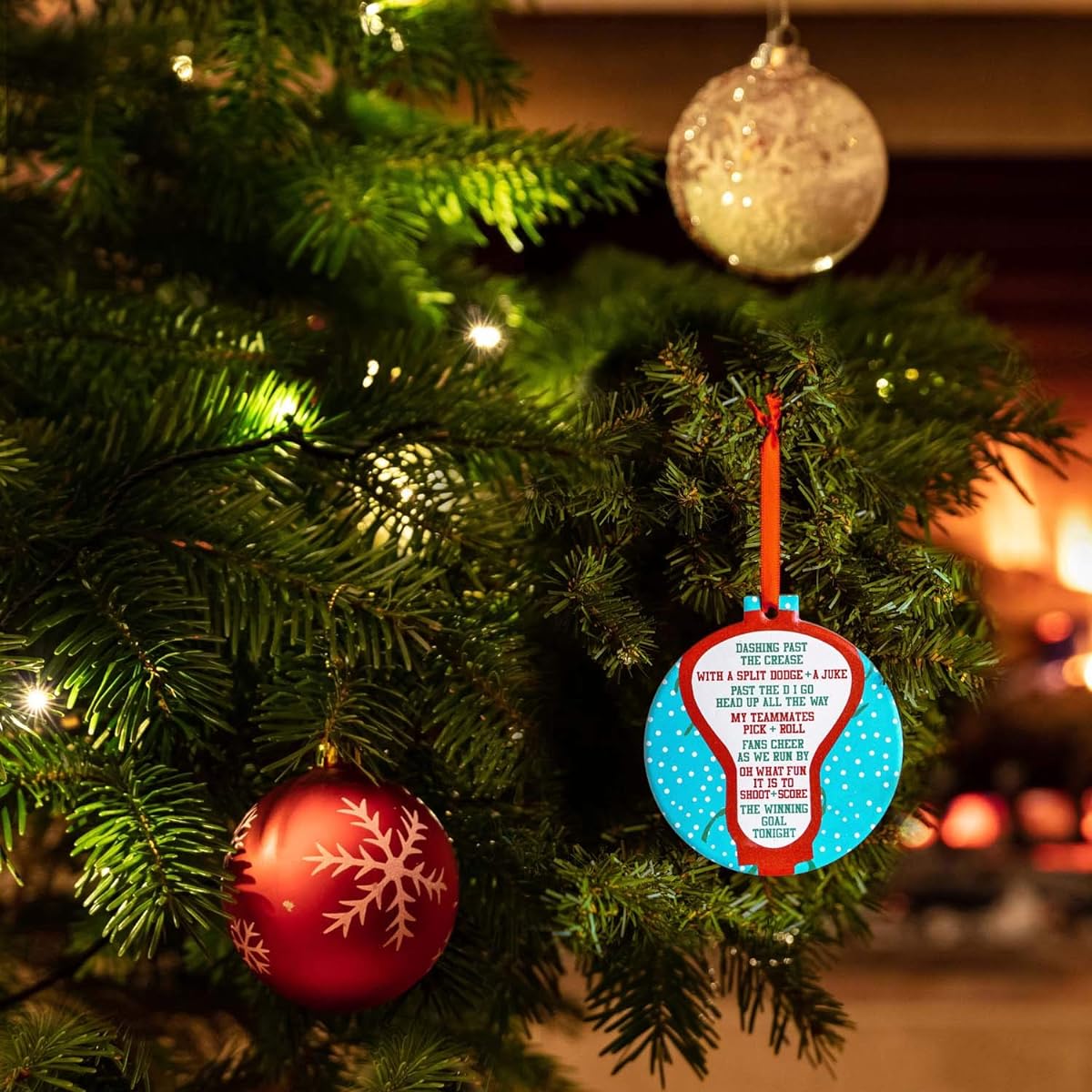 Players Jingle All The Way Ornament | Guys Lacrosse Porcelain Ornaments by Chalktalk Sports | White