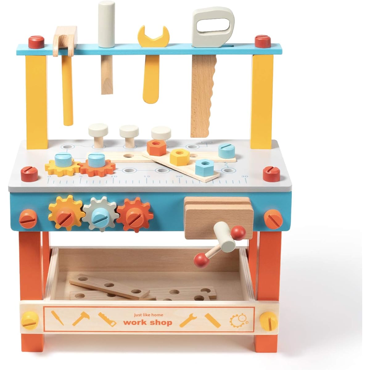 ROBUD Wooden Workbench Set for Kids Toddlers Pretend Play Building Toy Kit Gift for Girls & Boys